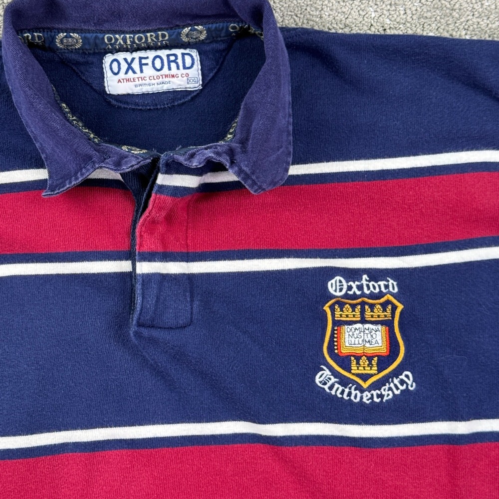Vintage 90s Oxford University Rugby Shirt Mens XXL British Made Striped Crest